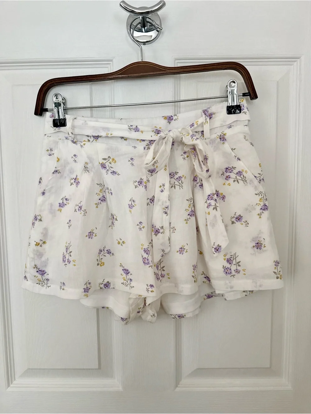 LA Hearts PacSun Ditsy Floral Cotton Tie Waist Lined Shorts Pockets Size S